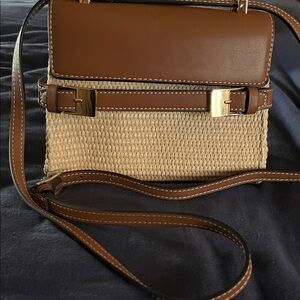 H&M Brown and Tan Crossbody Bag with Gold Accents